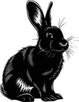 AI generated Silhouette rabbit or bunny animal black color only vector