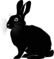 AI generated Silhouette rabbit or bunny animal black color only vector