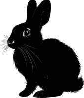 AI generated Silhouette rabbit or bunny animal black color only vector