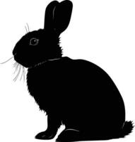 AI generated Silhouette rabbit or bunny animal black color only vector