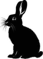 AI generated Silhouette rabbit or bunny animal black color only vector