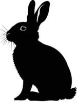 AI generated Silhouette rabbit or bunny animal black color only vector