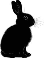 AI generated Silhouette rabbit or bunny animal black color only vector