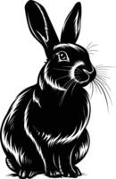 AI generated Silhouette rabbit or bunny animal black color only vector