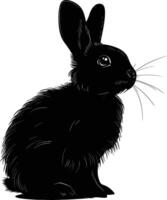 AI generated Silhouette rabbit or bunny animal black color only vector