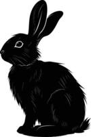 AI generated Silhouette rabbit or bunny animal black color only vector