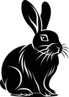 AI generated Silhouette rabbit or bunny animal black color only vector