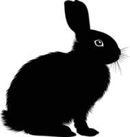 AI generated Silhouette rabbit or bunny animal black color only vector