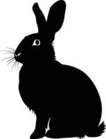 AI generated Silhouette rabbit or bunny animal black color only vector