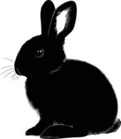 AI generated Silhouette rabbit or bunny animal black color only vector