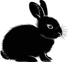 AI generated Silhouette rabbit or bunny animal black color only vector