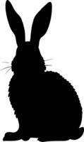 AI generated Silhouette rabbit or bunny animal black color only vector