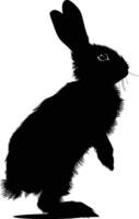 AI generated Silhouette rabbit or bunny animal black color only vector