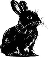 AI generated Silhouette rabbit or bunny animal black color only vector