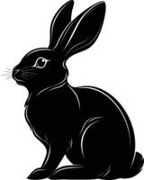 AI generated Silhouette rabbit or bunny animal black color only vector