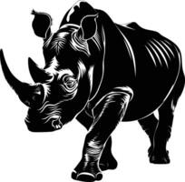 AI generated Silhouette rhinoceros animal black color only full body vector