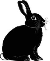 AI generated Silhouette rabbit or bunny animal black color only vector