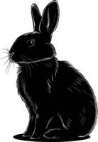 AI generated Silhouette rabbit or bunny animal black color only vector