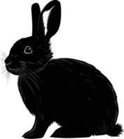 AI generated Silhouette rabbit or bunny animal black color only vector