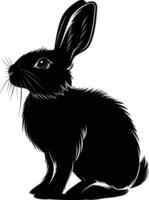 AI generated Silhouette rabbit or bunny animal black color only vector