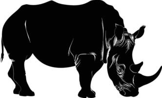 AI generated Silhouette rhinoceros animal black color only full body vector