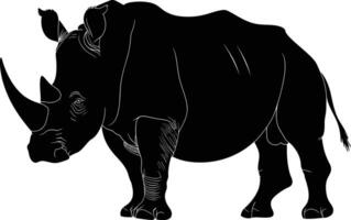 AI generated Silhouette rhinoceros animal black color only full body vector