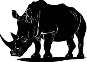 AI generated Silhouette rhinoceros animal black color only full body vector