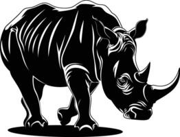 AI generated Silhouette rhinoceros animal black color only full body vector