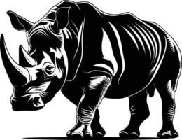 AI generated Silhouette rhinoceros animal black color only full body vector