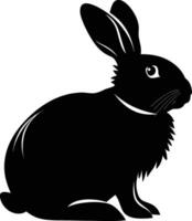 AI generated Silhouette rabbit or bunny animal black color only vector