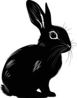 AI generated Silhouette rabbit or bunny animal black color only vector