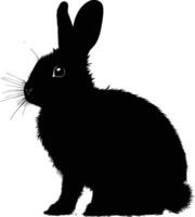 AI generated Silhouette rabbit or bunny animal black color only vector