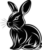 AI generated Silhouette rabbit or bunny animal black color only vector