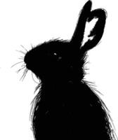 AI generated Silhouette rabbit or bunny animal black color only vector