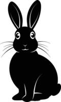 AI generated Silhouette rabbit or bunny animal black color only vector