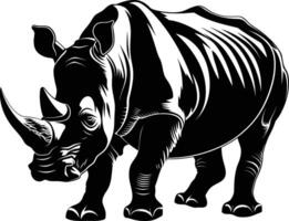 AI generated Silhouette rhinoceros animal black color only full body vector