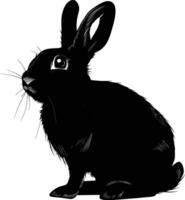 AI generated Silhouette rabbit or bunny animal black color only vector