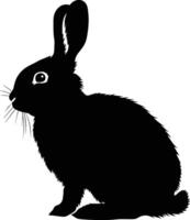 AI generated Silhouette rabbit or bunny animal black color only vector