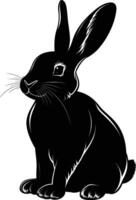 AI generated Silhouette rabbit or bunny animal black color only vector