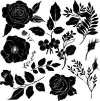 ai generado silueta varios flores y hojas lujo floral elemento para Boda invitación modelo vector