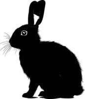 AI generated Silhouette rabbit or bunny animal black color only vector