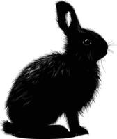 AI generated Silhouette rabbit or bunny animal black color only vector