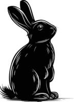 AI generated Silhouette rabbit or bunny animal black color only vector