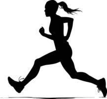 AI generated Silhouette woman running for sport black color only vector