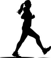 ai generado silueta mujer corriendo para deporte negro color solamente vector