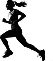 ai generado silueta mujer corriendo para deporte negro color solamente vector