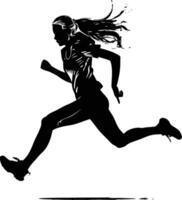 AI generated Silhouette woman running for sport black color only vector