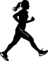 AI generated Silhouette woman running for sport black color only vector