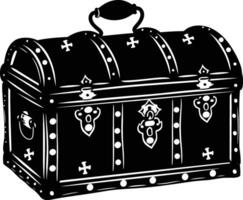 AI generated Silhouette Treasure Chest black color only vector