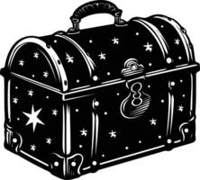 AI generated Silhouette Treasure Chest black color only vector